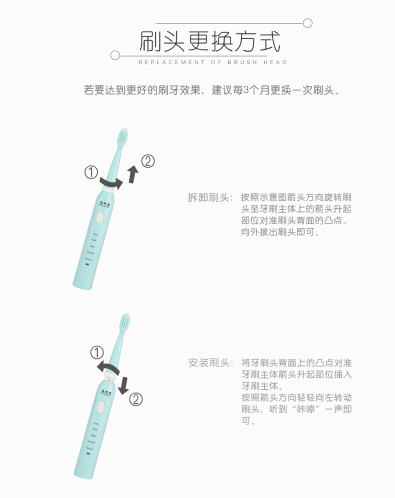 行科 USB充电式成人家用防水软毛牙刷