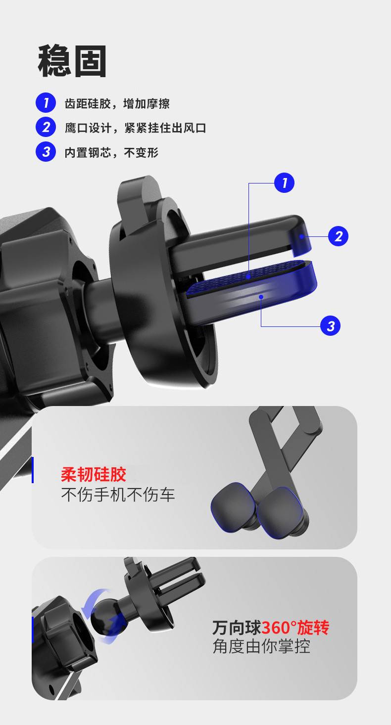 行科 车载手机支架汽车出风口导航支架通用重力卡通伸缩迷你手机架