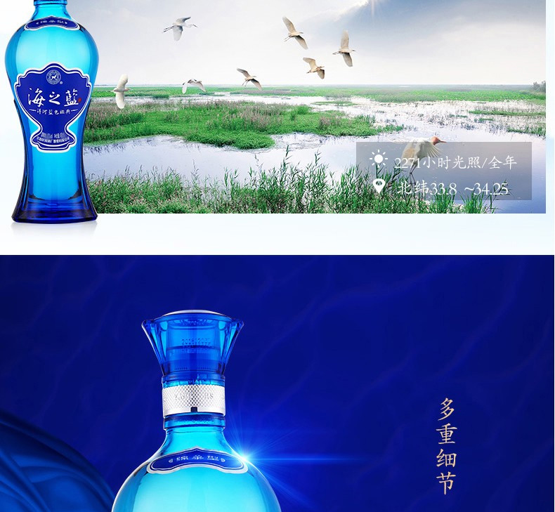 蓝色经典 海之蓝礼盒 绵柔浓香型白酒 42度 480ml*2瓶