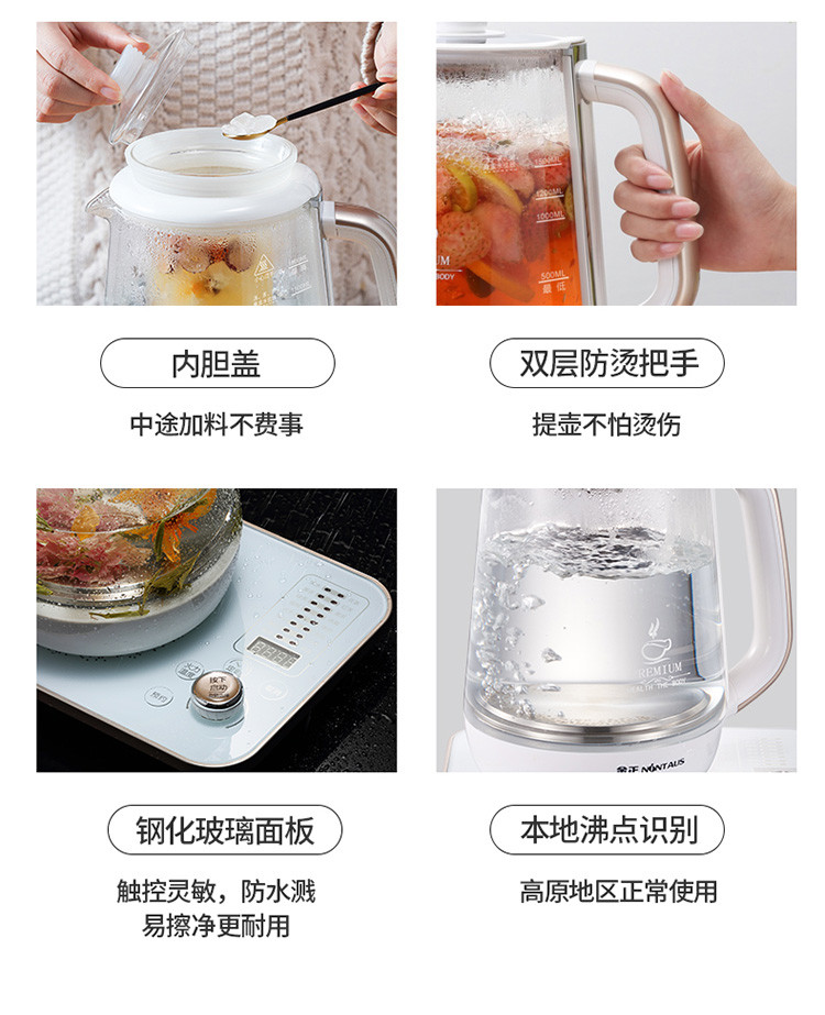 金正/NINTAUS 全自动加厚玻璃养生壶花茶煎药炖盅 N8炖盅款