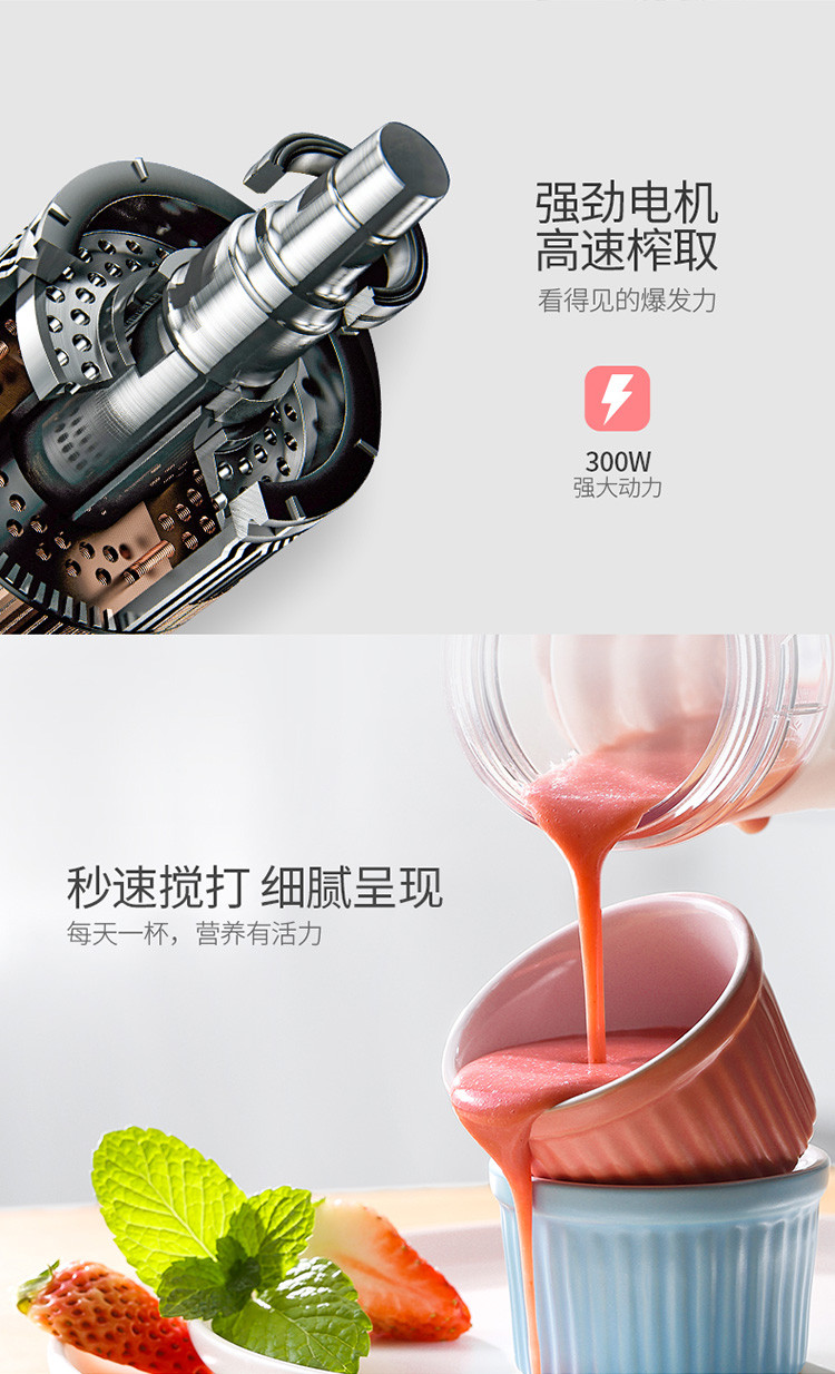 金正/NINTAUS 榨汁机迷你电动家用全自动便携式小型炸果汁机杯 JZM-3001(香槟金）