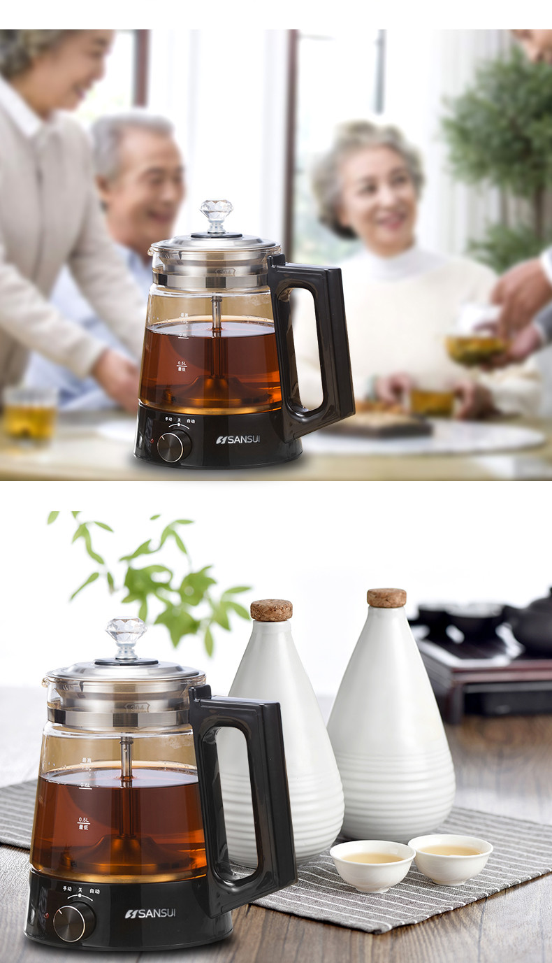 山水（SANSUI） 煮茶器黑茶煮茶壶蒸汽自动电茶壶泡茶花茶养生壶 SZC-Q6