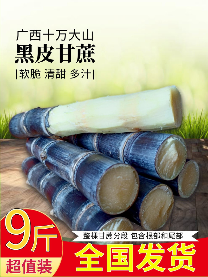 邮鲜生 广西黑皮甘蔗脆甜多汁3斤6斤9斤上思十万大山果蔗产地直发