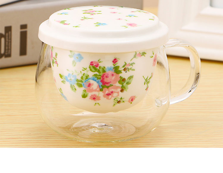 茶知米 花缘 玫瑰玻璃杯 单人茶杯茶具杯子三件套（正常发货，时效较慢）