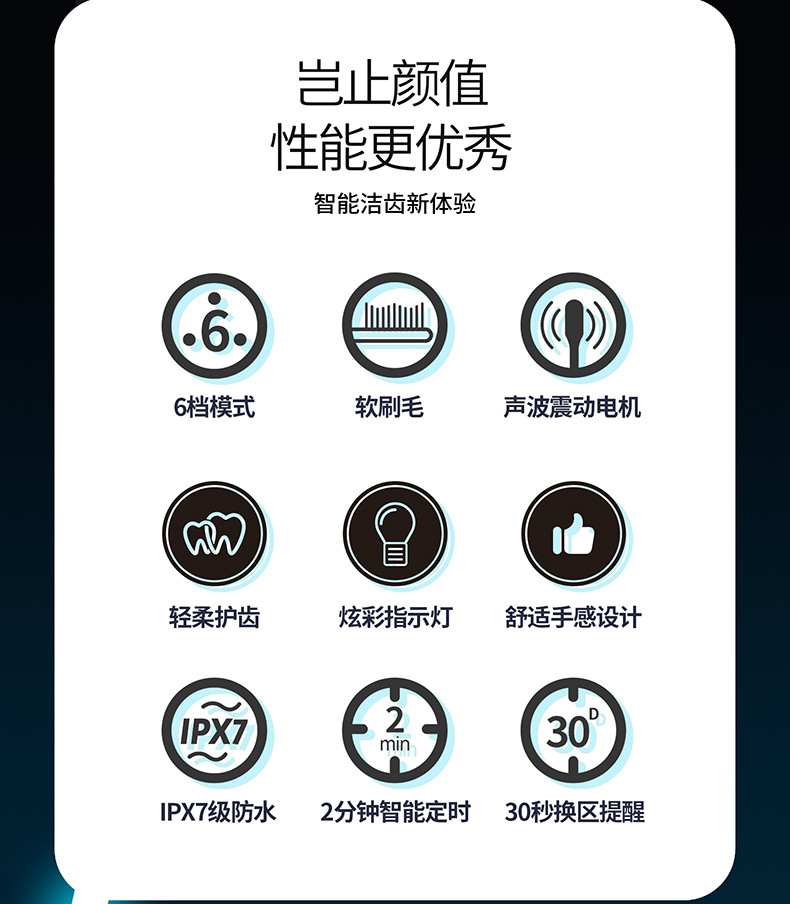 【领券价36.9元  6档变频】铂瑞TB017成人儿童超声波电动牙刷【德国品牌 无线快充 质保2年】