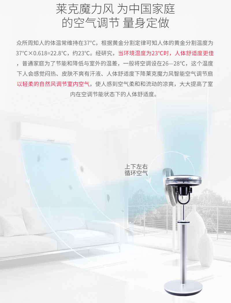莱克（LEXY） 魔力风 智能空气循环扇 调节扇 落地风扇静音节能WiFi遥控 家用摇头电风扇