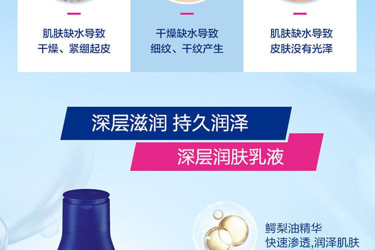 妮维雅/NIVEA 深层润肤乳液200ml 赠 妮维雅 男士控油保湿洁面泥50g