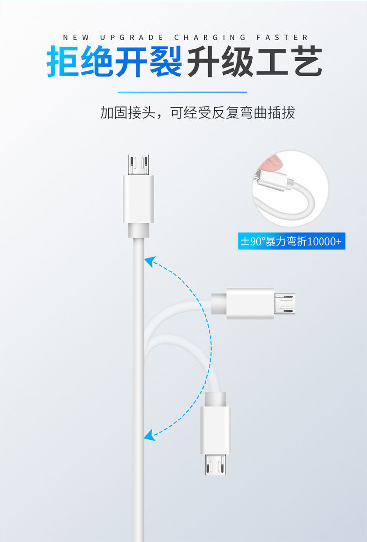 安卓快充数据线适用红米小米vivo魅族国产手机通用加长充电线