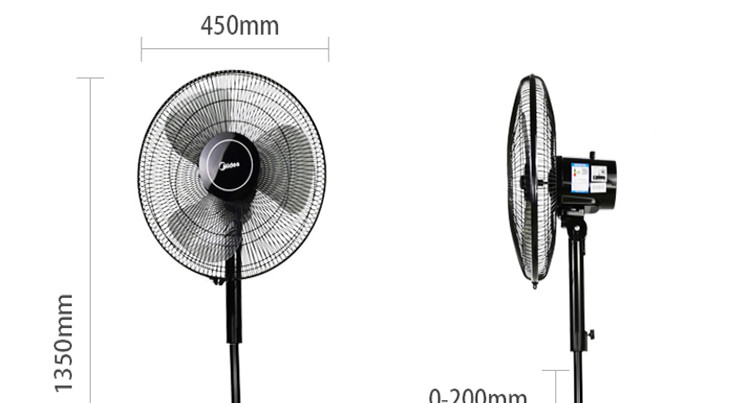  美的落地扇家用摇头静音台扇宿舍立式三叶机械式电风扇FSA40XE