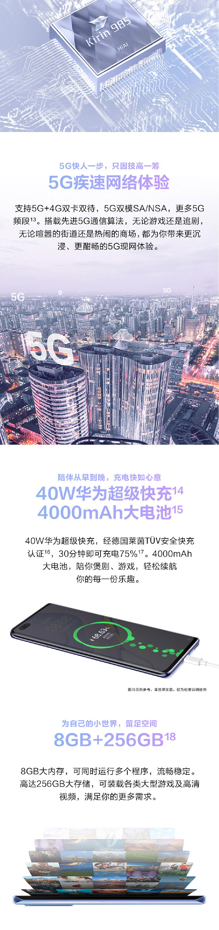 华为 nova7 Pro 8GB+256GB 50倍潜望式变焦四摄 5G全网通手机