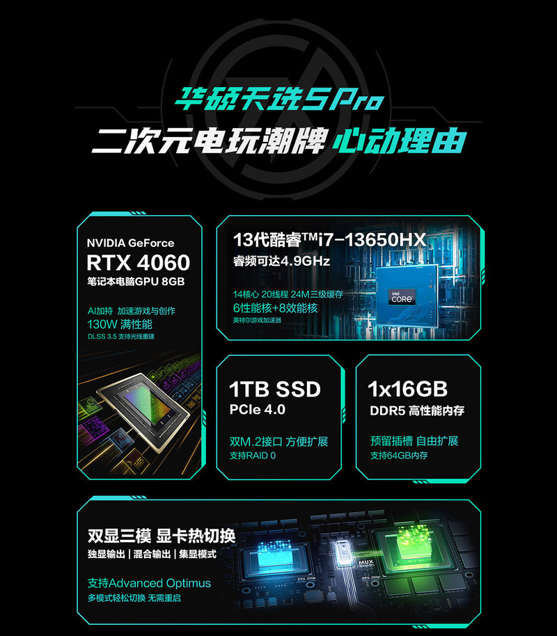 华硕/ASUS 天选5Pro16英寸i7-13650HX笔记本