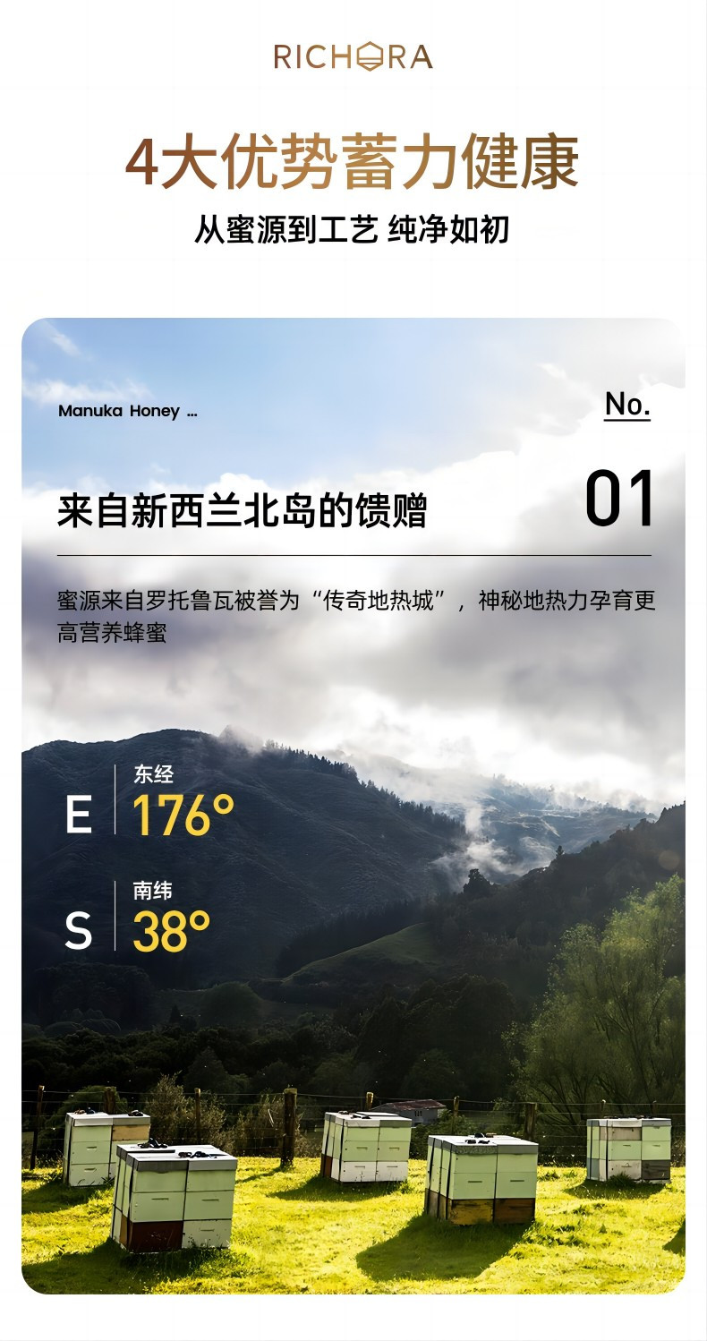 瑞琪奥兰 麦卢卡UMF10+蜂蜜礼盒装 新西兰原装进口纯天然蜂蜜