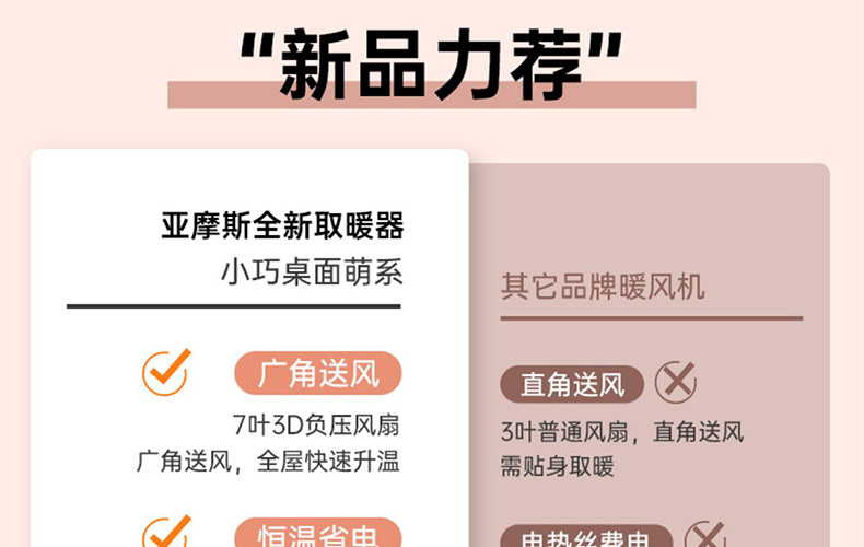 【2021年新品，桌面暖风机,下单立减60元】荣事达亚摩斯桌面暖风机，多规格可选