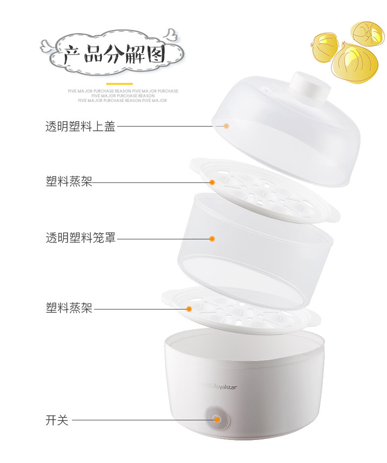 荣事达家用便携式煮蛋器单层双层煮蛋器