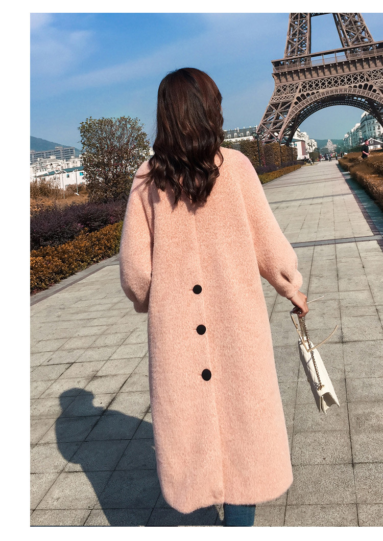 怡蓝 2019年新款女装秋季宽松显瘦仙女纯色气质韩版毛呢外套中长款潮
