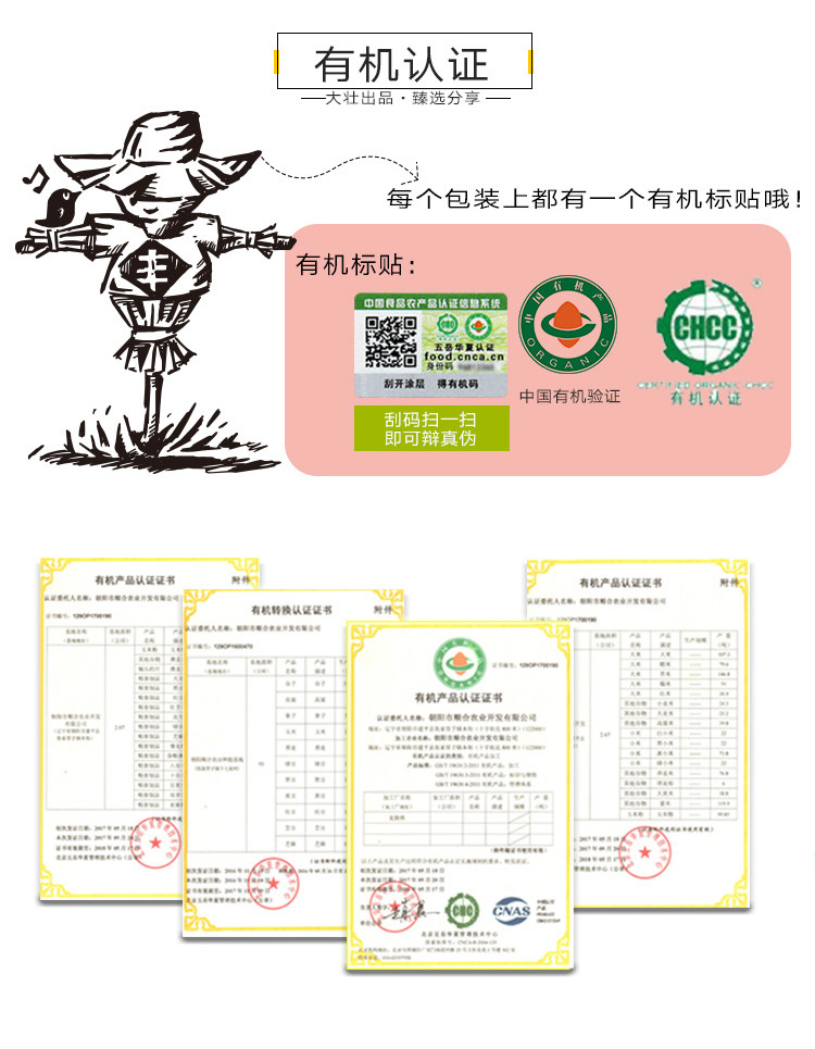 【立减30元】黄大壮有机杂粮礼盒400g*6袋