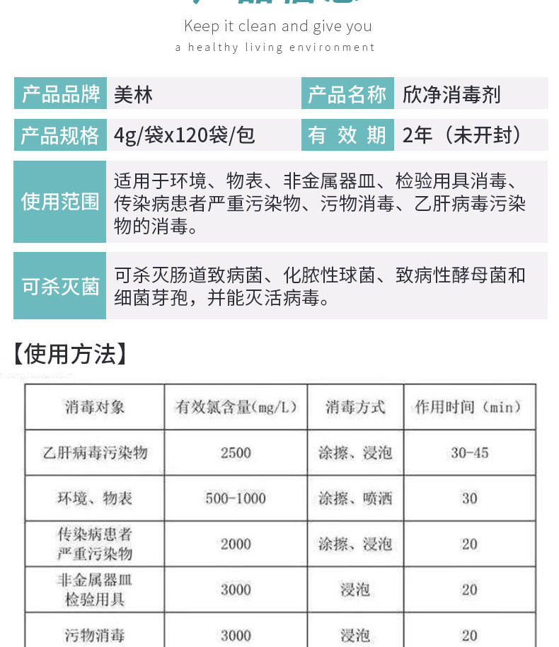 48小发货 武汉可发 【4g相当于6瓶500ml 84消毒液】美林消毒粉4g*120袋杀毒率达99%