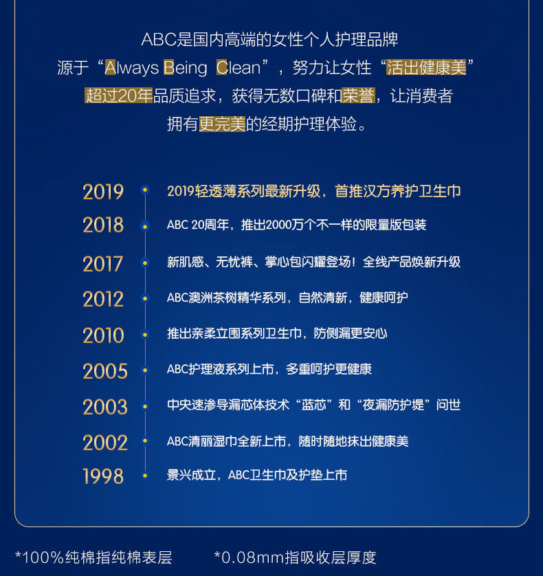 ABC 汉方列卫生巾迷你日用组合190mm*8片*5包