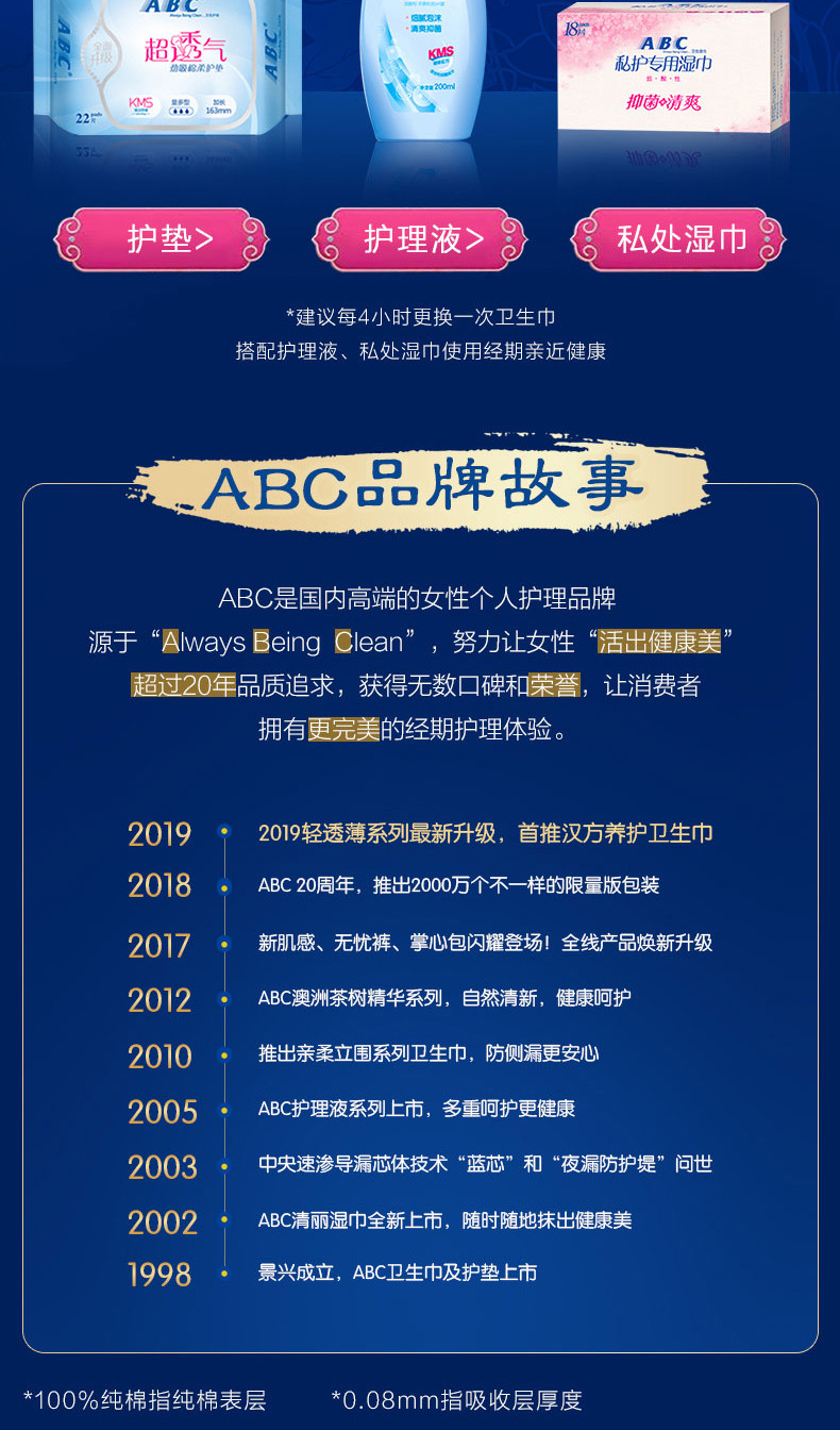 【超值15包装 】ABC正品绵柔日夜用迷你日用组合装95片（日用72片+夜用21片+拉拉裤2片）