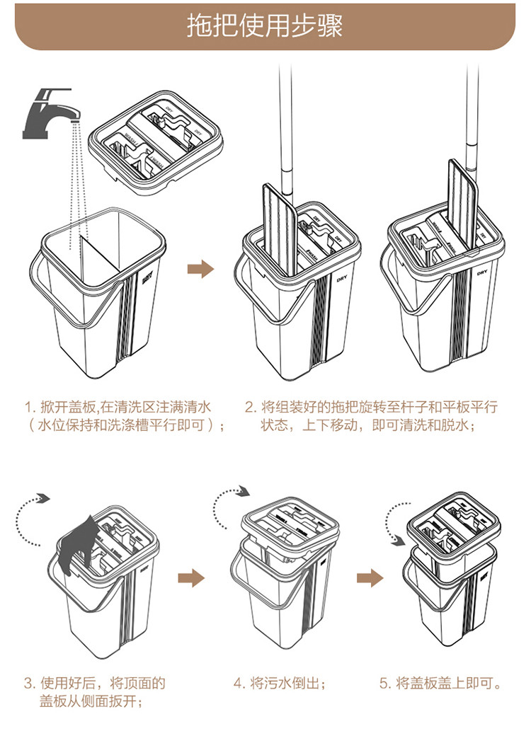 宝家洁 F11滤动刮刮乐免手洗拖把套装