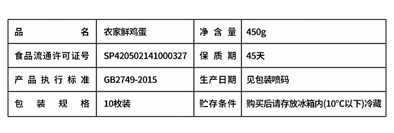 誉福园 新鲜鸡蛋10枚装