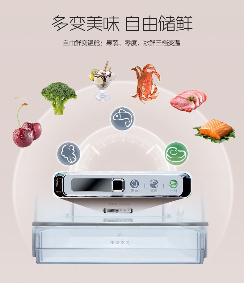 美的(Midea)冰箱对开门冰箱多门风冷无霜智能变频家用BCD-325WTGPM(Q)安第斯玫瑰金