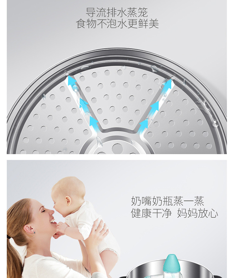 美的（Midea）电蒸锅多用途锅家用多功能电煮锅电热锅电火锅智能预约12.5L三层大容量