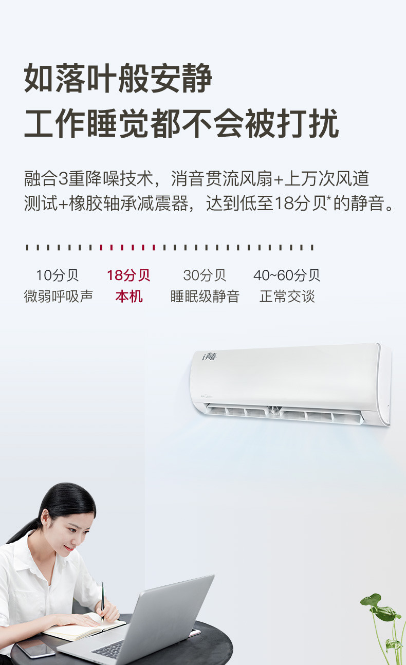 美的（Midea）KFR-35GW/WCBD3@ 大1.5匹智能冷暖壁挂式家用空调挂机