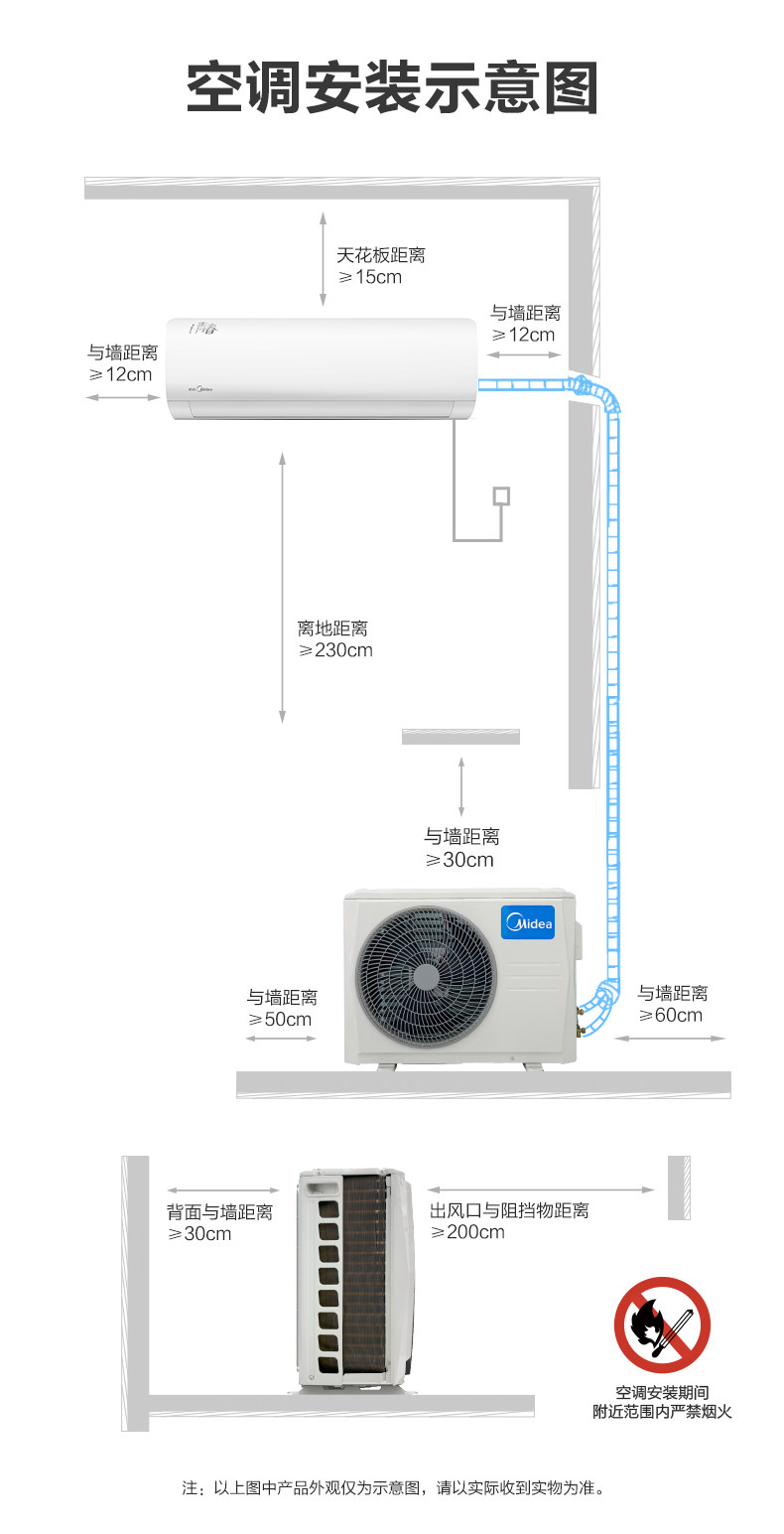 美的（Midea）KFR-35GW/WCBD3@ 大1.5匹智能冷暖壁挂式家用空调挂机