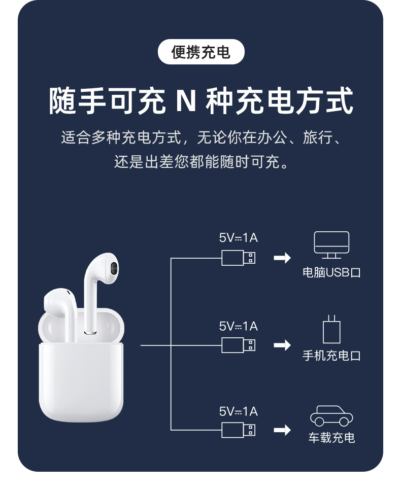 havit/海威特二代无线蓝牙耳机tws5.0入耳式适用于苹果运动耳机