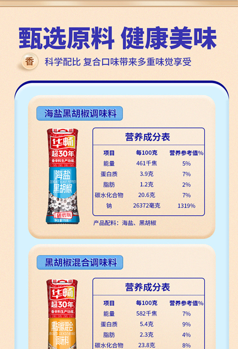 华畅 海盐黑胡椒调味料