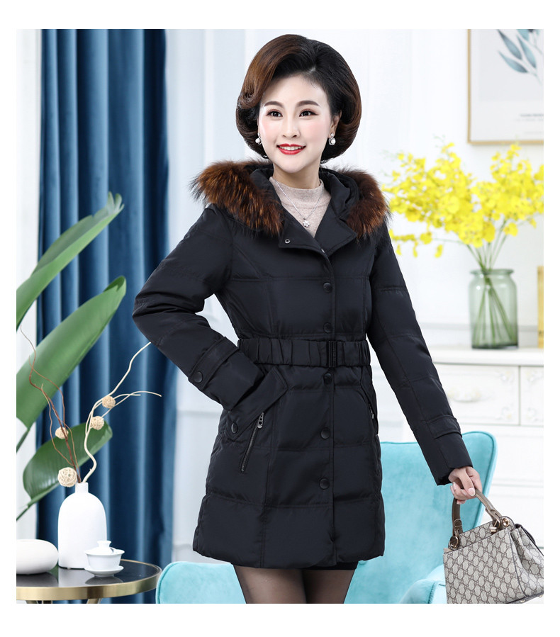 雪暖 品牌秋冬新款大码羽绒服女中长款韩国修身收腰显瘦外套xn2218