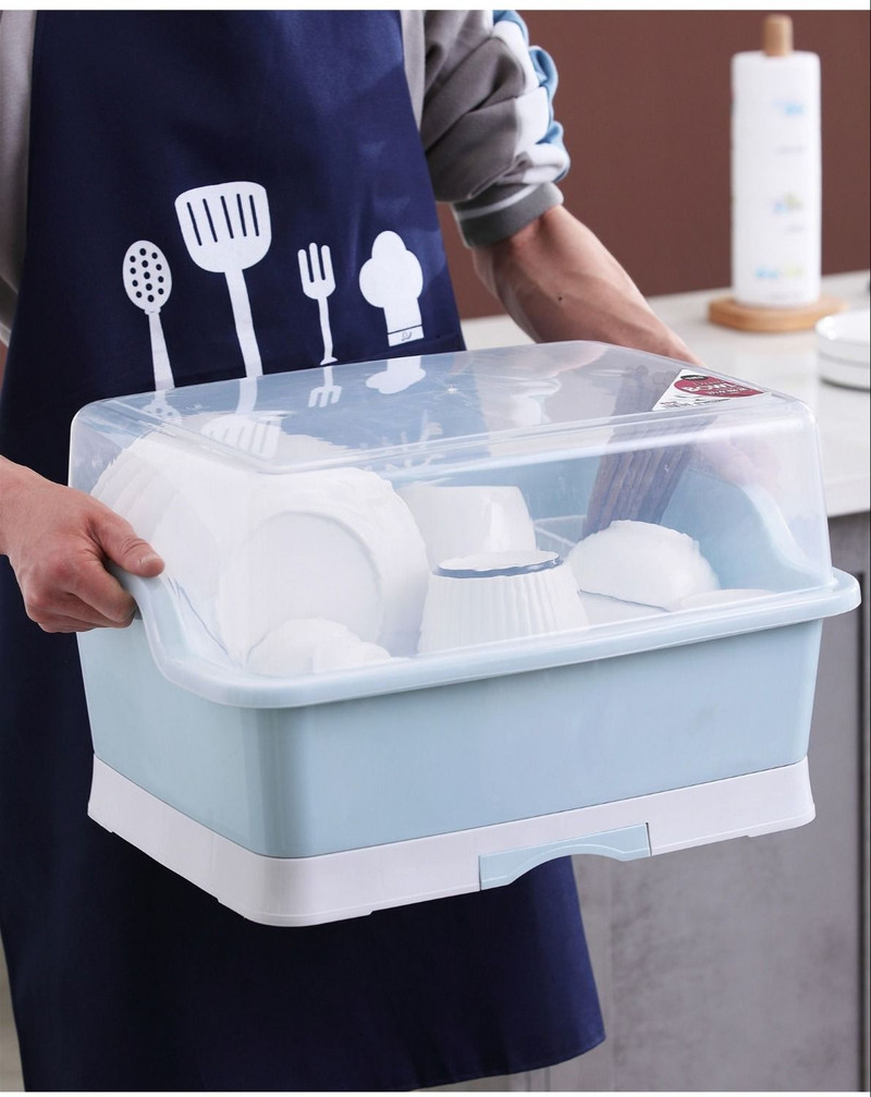 厨房碗筷收纳盒大号塑料碗柜带盖抽屉式沥水碗架厨房置物架装碗箱