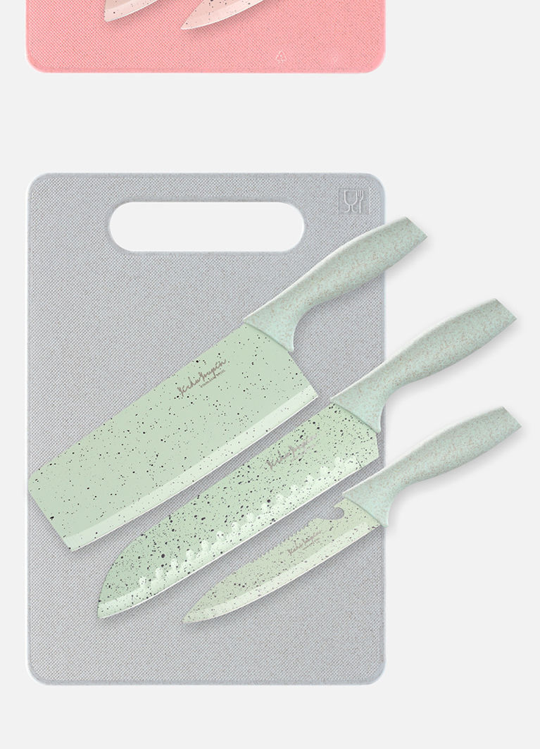 小麦秸秆不锈钢菜刀家用厨房菜板套装锋利便携切菜刀具