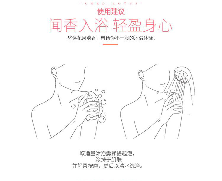 日本GOLD LOTUS滋润保湿持久留香身体清洁氨基酸蜂胶沐浴露（部分地区包邮）