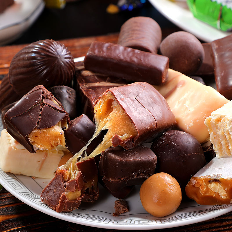 【48小时现货速发】混合巧克力散装糖俄罗斯进口紫皮糖多种混装糖果批发喜糖年货礼包