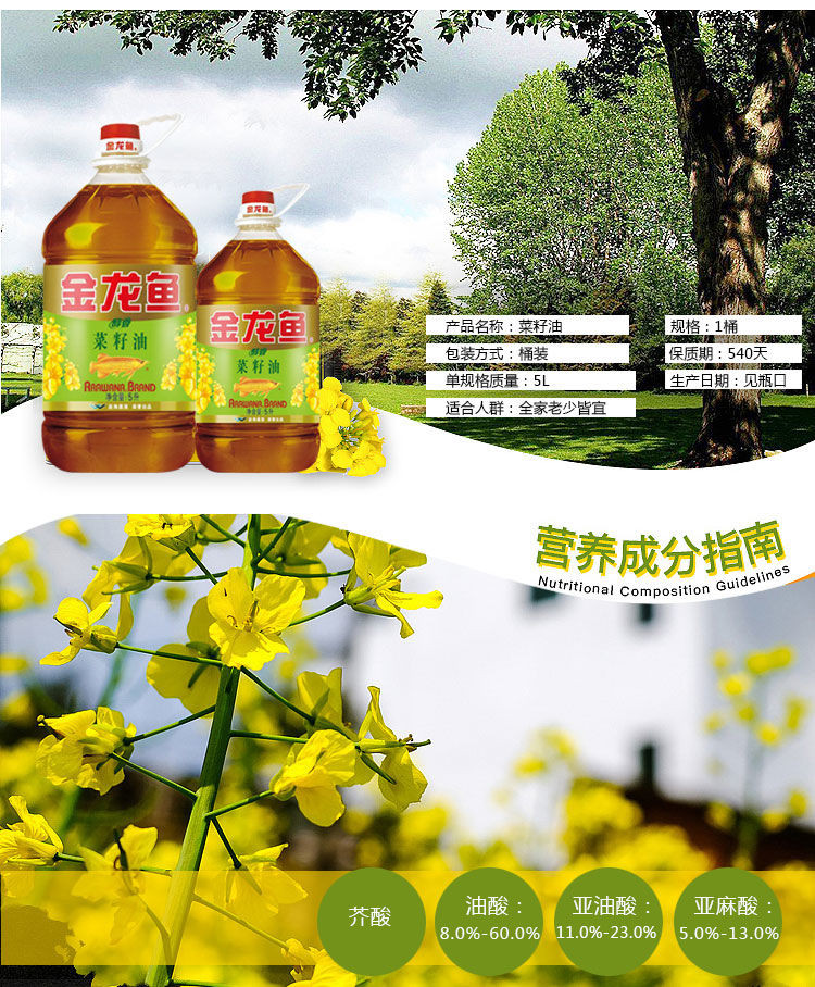 【48小时内发货】醇香菜籽油5L/桶 大桶植物油 家用菜籽油