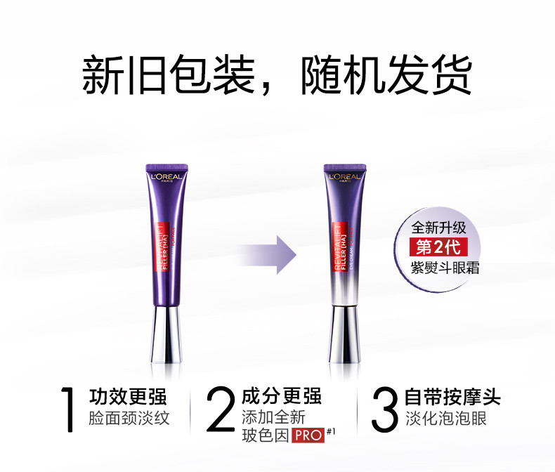 欧莱雅/LOREAL 复颜玻尿酸水光充盈全脸淡纹眼霜30ml