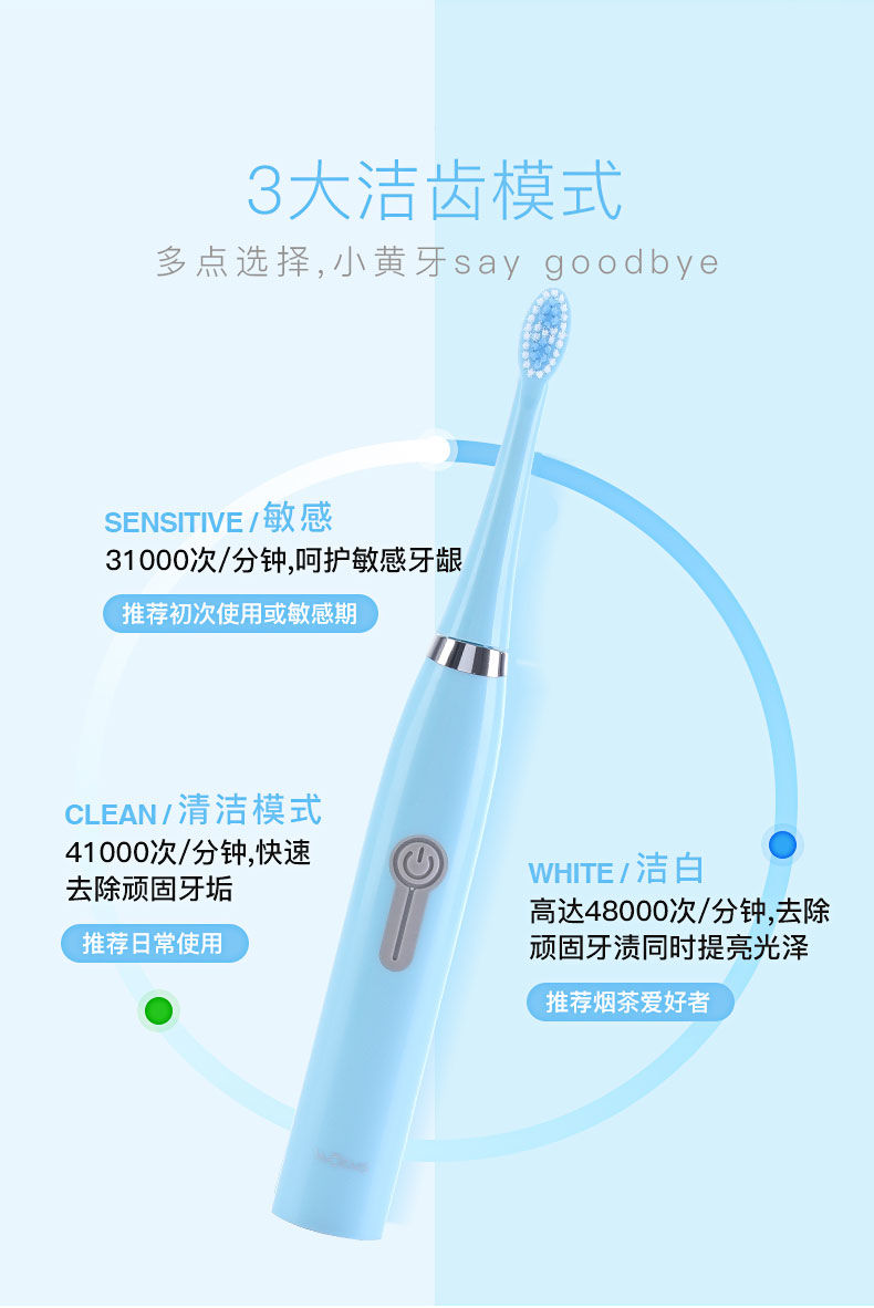 电动牙刷成人家用软毛USB充电式超声波防水美白自动情侣牙刷