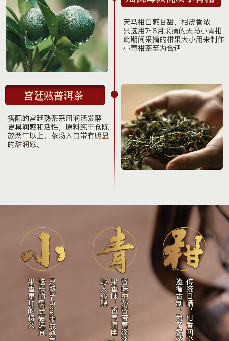 正宗新会小青柑普洱茶小青柑茶叶陈皮普洱茶熟茶叶年货礼盒装500g