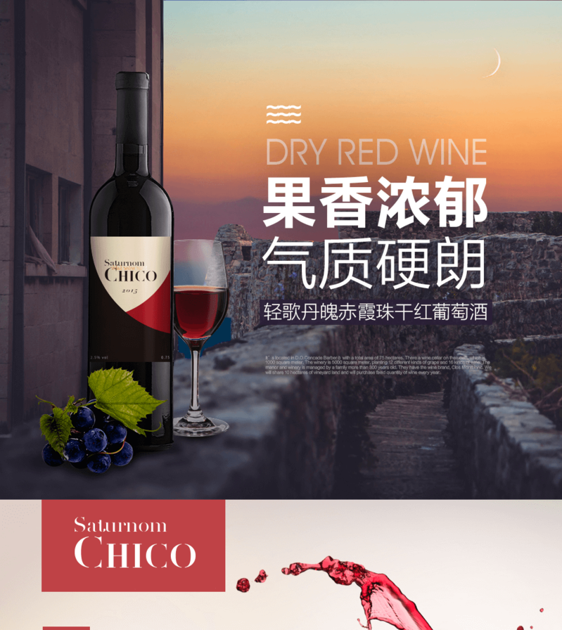 【买一送一】EstelChico 西班牙酒庄原装进口 轻歌丹魄赤霞珠干红葡萄酒  750ml