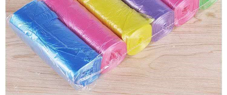 【5卷100只】 彩色垃圾袋家用手提 平口式加厚分类中大号一次性塑料袋 家庭厨房