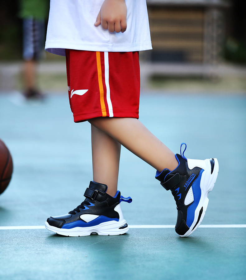 蓝猫 儿童篮球鞋男童鞋子春秋款小学生中大童防滑耐磨透气高帮运动鞋