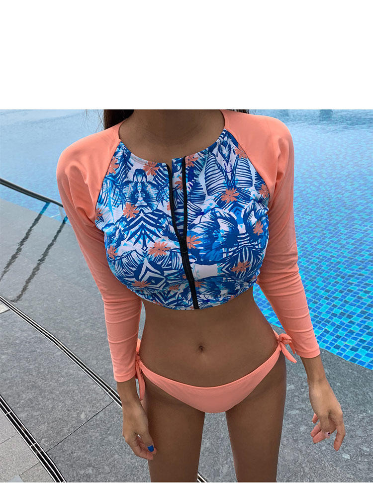 网红潜水服女分体浮潜泳衣女保守显瘦长袖防晒速干冲浪服水母衣