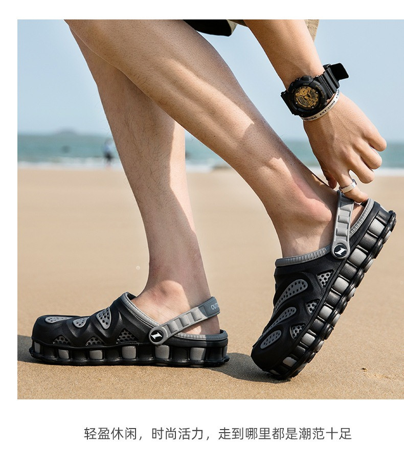 凉鞋男潮流时尚夏季洞洞鞋男士拖鞋韩版个性防滑凉拖室外沙滩鞋大码45 46