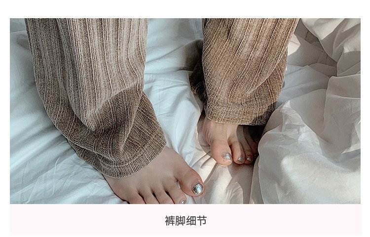 韩版珊瑚绒睡衣女秋冬季休闲宽松纯色简约雪尔绒长袖两件套家居服毛衣