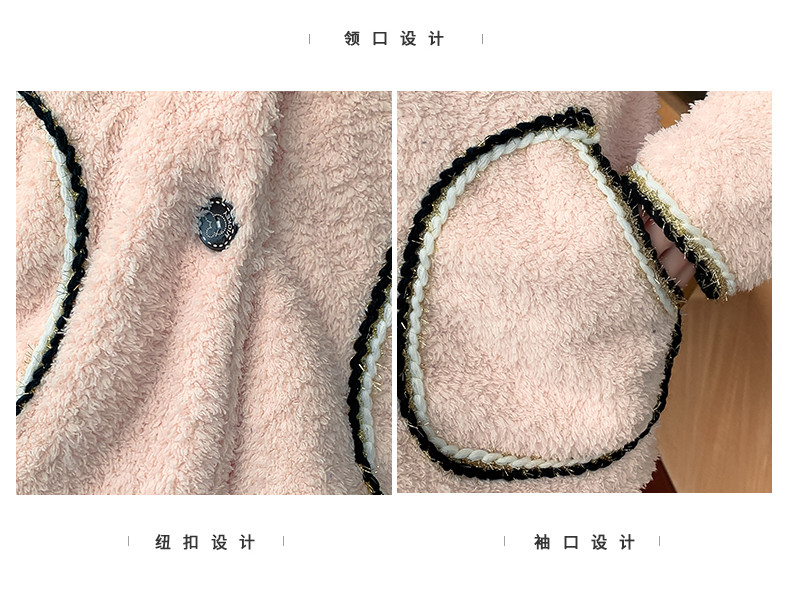 加厚保暖珊瑚绒睡衣女秋冬季韩版小香风休闲时尚家居服套装可外穿
