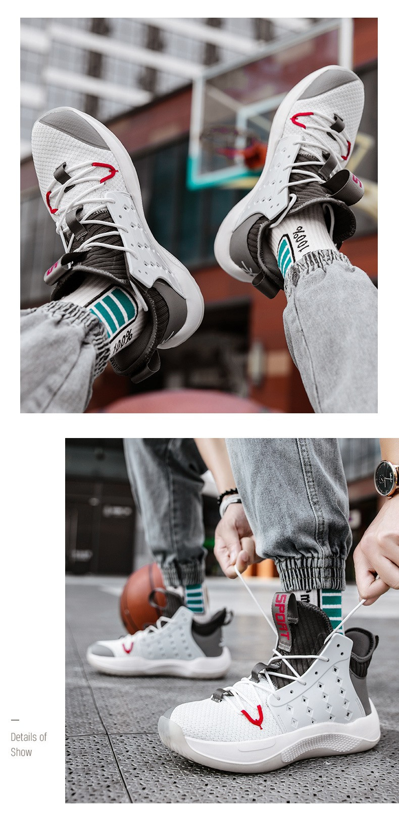 时尚篮球鞋男青少年学生百搭高帮透气耐磨减震休闲运动鞋