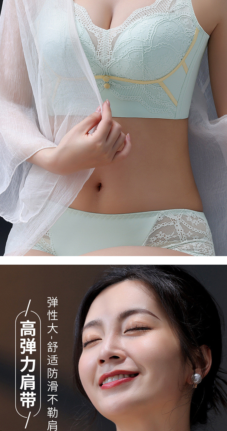 内衣女小胸聚拢薄款夏季调整型无钢圈蕾丝收副乳防下垂性感文胸罩