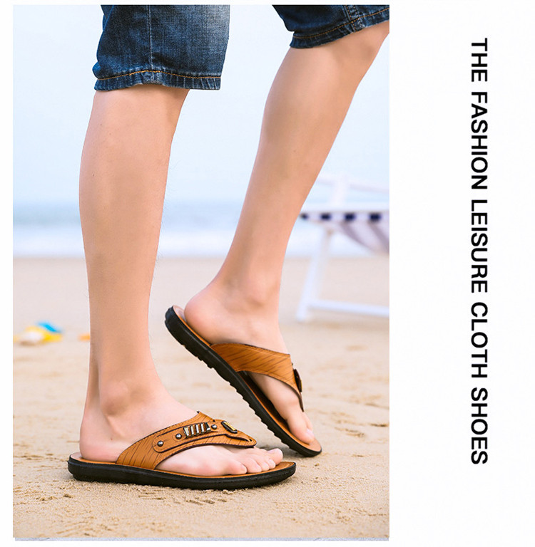 男士人字拖防滑皮质外穿夏季潮流运动休闲室外软底越南拖鞋夹脚皮凉鞋